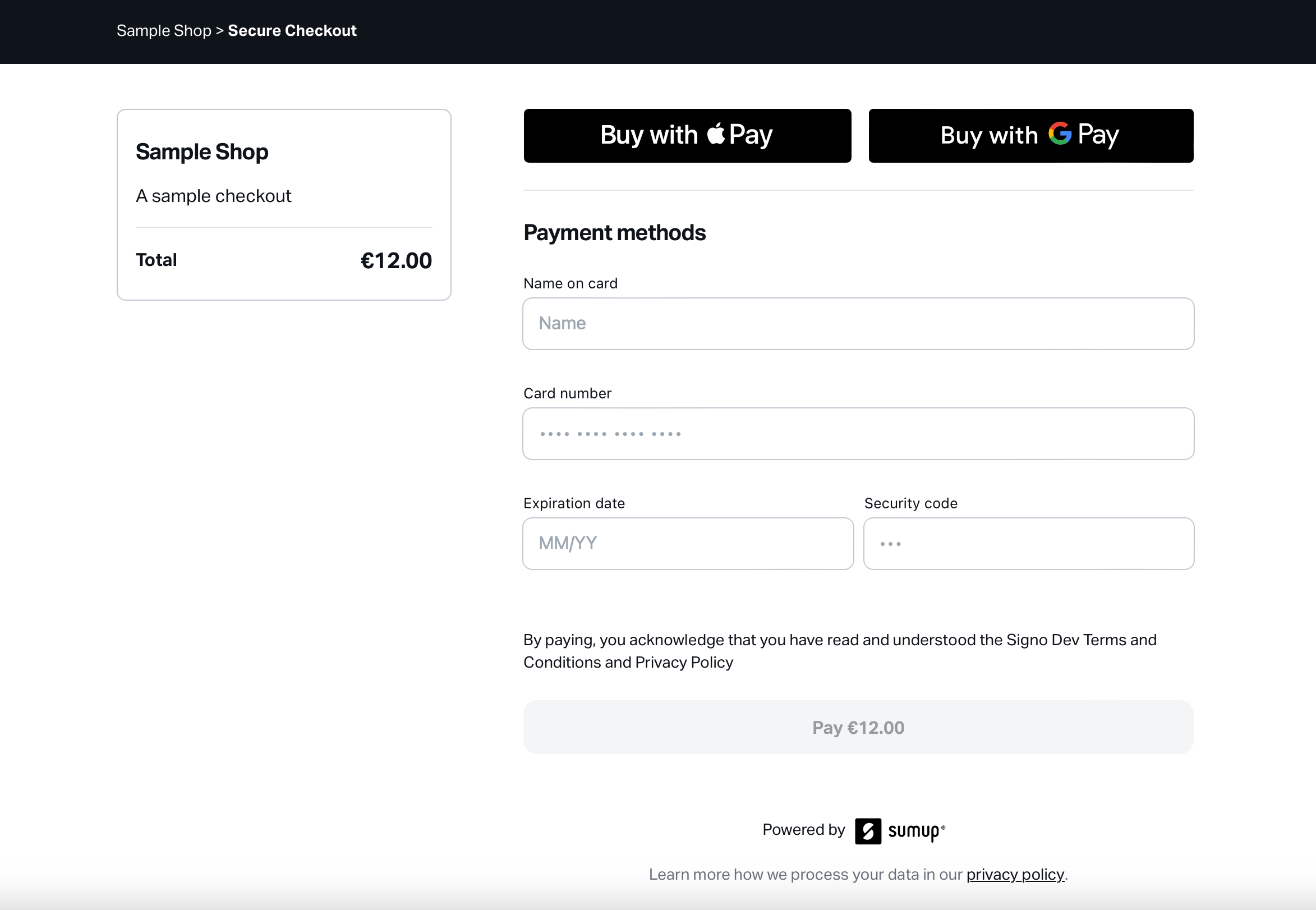 Hosted Checkout Form